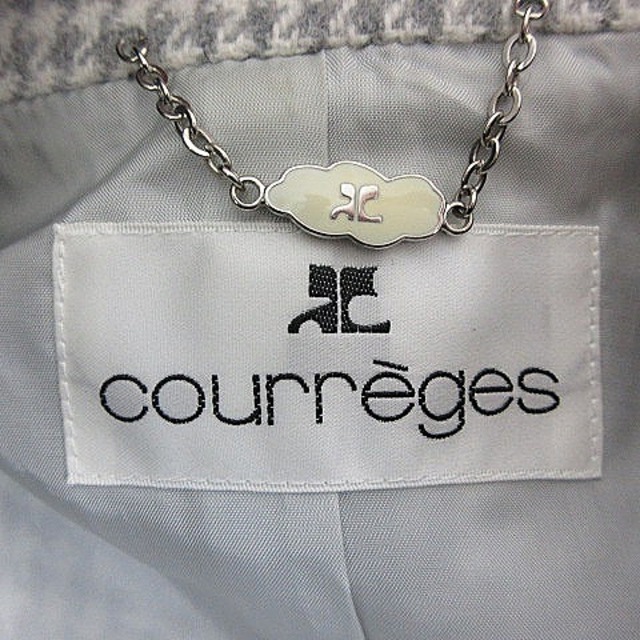 Courreges(クレージュ)のクレージュ コート ステンカラー 長袖 ミドル丈 千鳥格子 9AR グレー 白 レディースのジャケット/アウター(その他)の商品写真