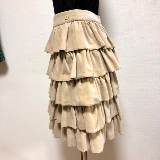 シャネル ティアードスカート フリル ベージュ 別珍 ベロア スカート スエード