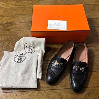 エルメス(Hermes)のエルメスローファー黒37(ローファー/革靴)