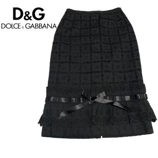 ドルチェアンドガッバーナ(DOLCE&GABBANA)の【美品】Dolce&Gabbana ドルガバ　D&G スカート　リボン(ひざ丈スカート)