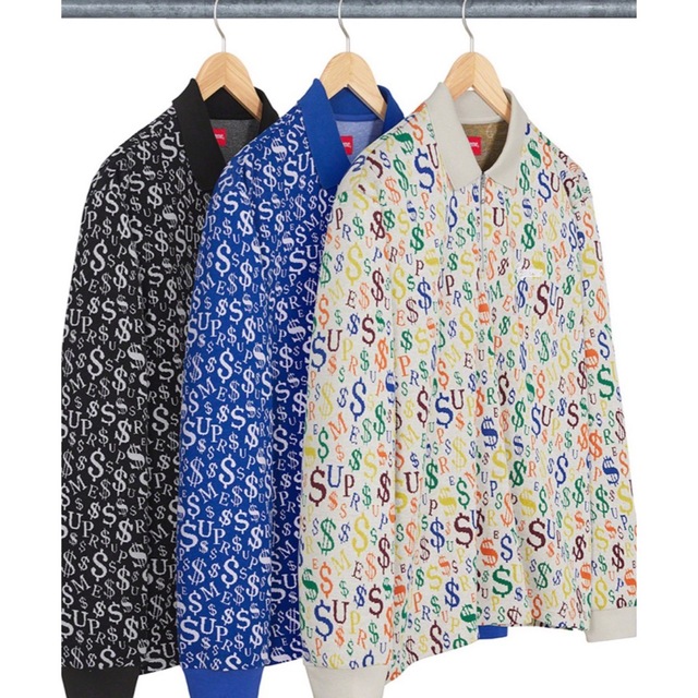 Supreme(シュプリーム)のSupreme Currency Jacquard Zip L/S Polo メンズのトップス(ポロシャツ)の商品写真