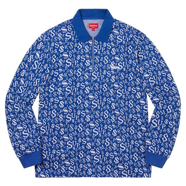 Supreme(シュプリーム)のSupreme Currency Jacquard Zip L/S Polo メンズのトップス(ポロシャツ)の商品写真