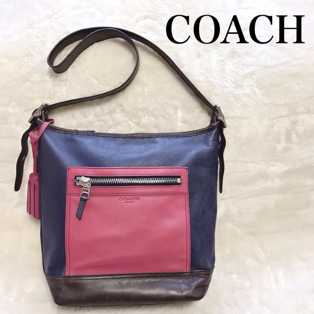 <br>COACH コーチ/ラグジュアリーカラーブロックレザークリスティ/C6828/A22**/約)W上部27cm/下部32cm:H28cm:D14cm/コーチ/SAランク/71