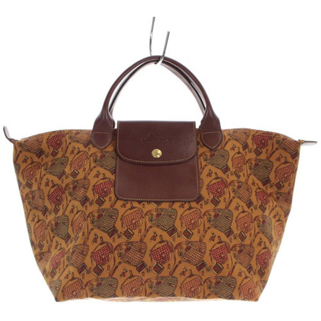 LONGCHAMP(ロンシャン)のロンシャン プリアージュ バッグ柄 トートバッグハンドバッグ 切替 茶 レディースのバッグ(トートバッグ)の商品写真