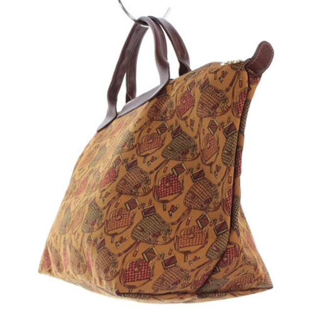 LONGCHAMP(ロンシャン)のロンシャン プリアージュ バッグ柄 トートバッグハンドバッグ 切替 茶 レディースのバッグ(トートバッグ)の商品写真