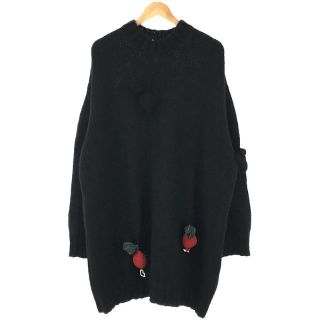 【美品】  JW Anderson / ジェイダブルアンダーソン | 3D Radish Crewneck Jumper モヘア混 3D ラディッシュ付き オーバーサイズ クルーネック ニット セーター | L | ブラック | メンズ(ニット/セーター)