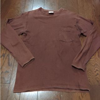 グッドウェアー(GOOD WEAR)のGOOD WEAR ロンT　長袖　ポケT　S　茶　USA製(Tシャツ/カットソー(七分/長袖))