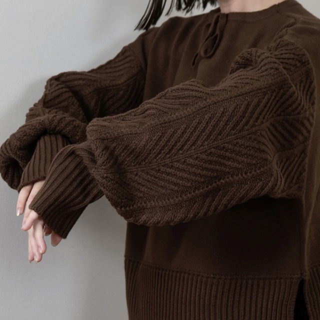 lawgy(ラウジー)のlawgy【neck string knit】brown レディースのトップス(ニット/セーター)の商品写真