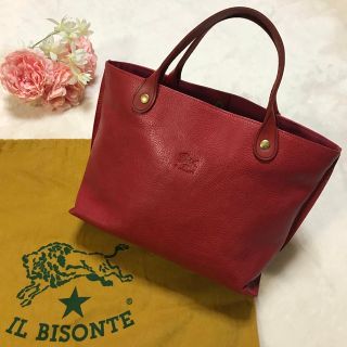 イルビゾンテ(IL BISONTE)の【状態良好】 IL BISONTE  ハンドバッグ  レザー  シボ革  赤(ハンドバッグ)