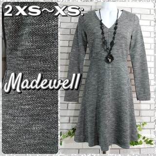 メイドウェル(Madewell)の2XS～XS：新品 ストレッチワンピース／メイドウェル★未使用★ヘザーグレー(ひざ丈ワンピース)