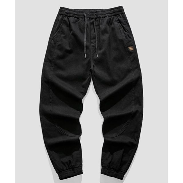 ワンポイント ミリタリー ジョガーパンツ 2XLサイズ ブラック ユニセックス メンズのパンツ(ワークパンツ/カーゴパンツ)の商品写真