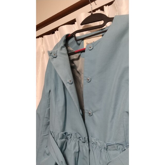 Banner Barrett(バナーバレット)の新品　banner barrett バナーバレット　ノーカラーコート　ブルー レディースのジャケット/アウター(ロングコート)の商品写真
