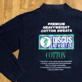 ディスカス(DISCUS)の90s USA製 DISCUS モックネック ロンT 紺 L 長袖シャツ(Tシャツ/カットソー(半袖/袖なし))