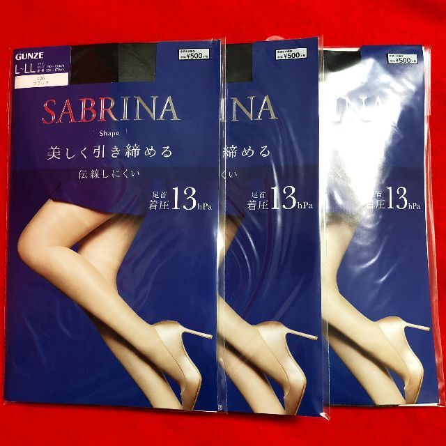 Sabrina(サブリナ)のサブリナシェイプストッキングL～LLサイズ黒3点／伝線しにくい・段階式着圧 レディースのレッグウェア(タイツ/ストッキング)の商品写真