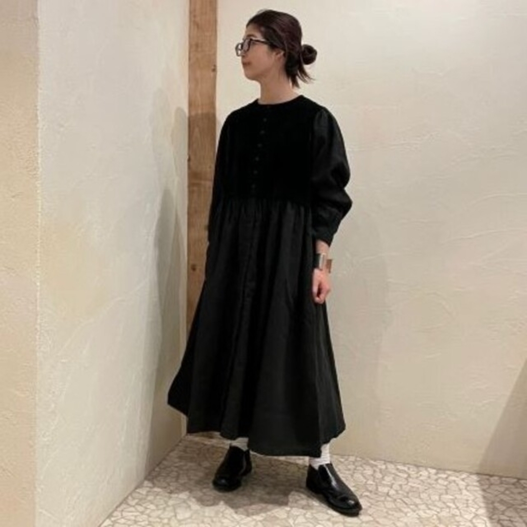 nest Robe(ネストローブ)のネストローブ♡コットンベルベット×リネンワンピース レディースのワンピース(ロングワンピース/マキシワンピース)の商品写真