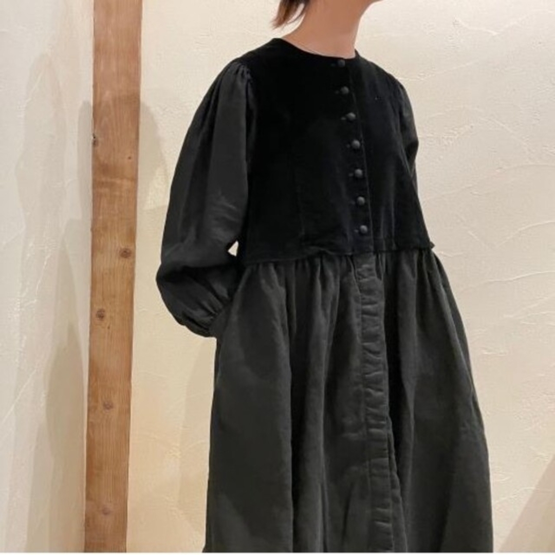 nest Robe(ネストローブ)のネストローブ♡コットンベルベット×リネンワンピース レディースのワンピース(ロングワンピース/マキシワンピース)の商品写真