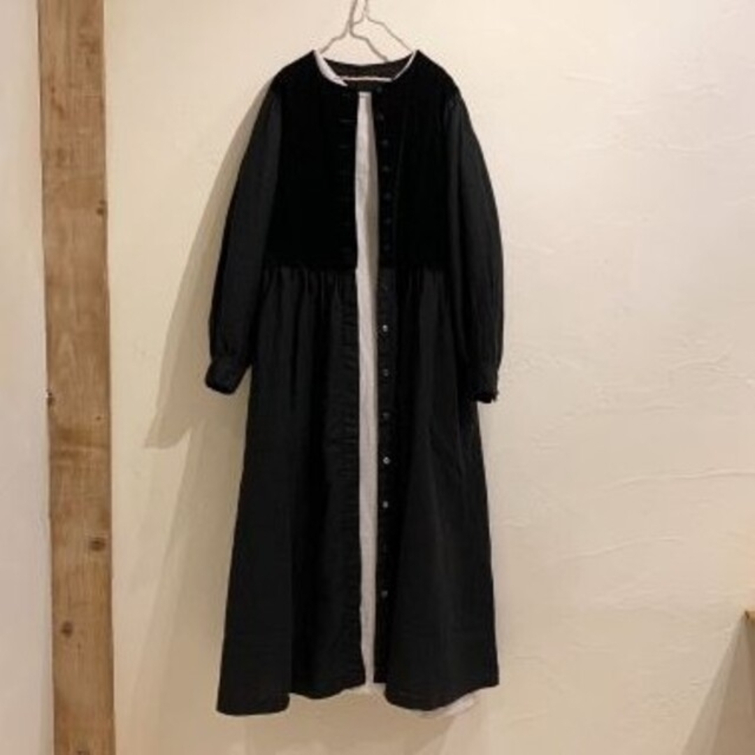 nest Robe(ネストローブ)のネストローブ♡コットンベルベット×リネンワンピース レディースのワンピース(ロングワンピース/マキシワンピース)の商品写真