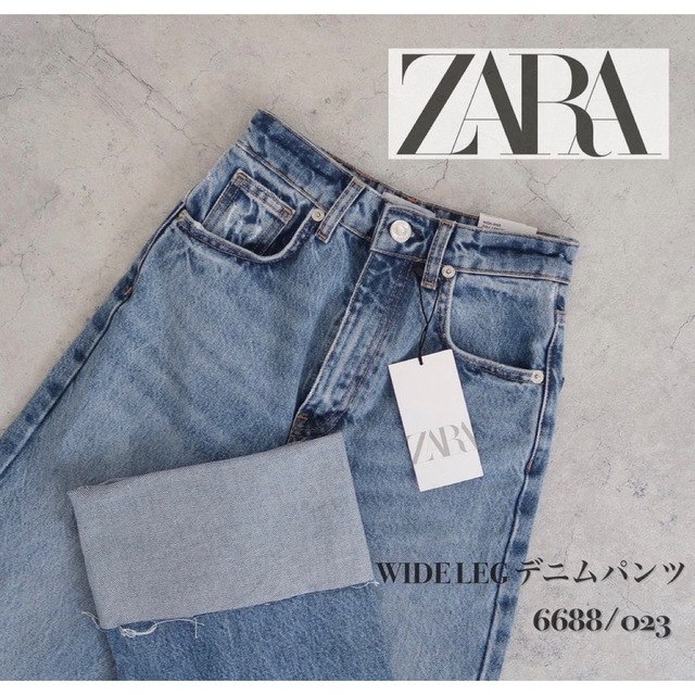 ZARA(ザラ)のZARA✳︎新品✳︎WIDE-LIG TRF デニムパンツ　ライトブルー レディースのパンツ(デニム/ジーンズ)の商品写真