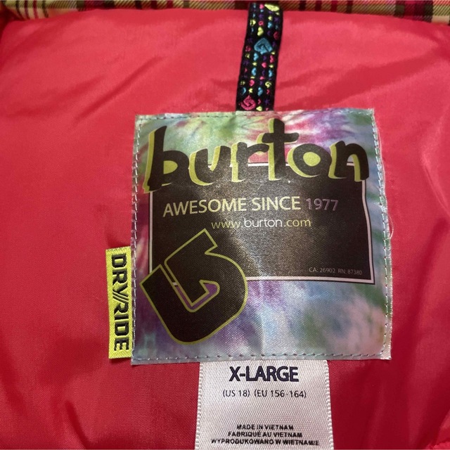 美品☆burton バートン☆スキー スノボウェア☆イエロー 赤系 チェック