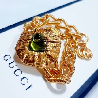 Gucci - 激レア グッチ ブレスレット グリーン ゴールド チェーン GG