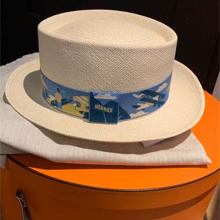 HERMES【超美品 イタリア】ストローハット 麦わら帽子 59