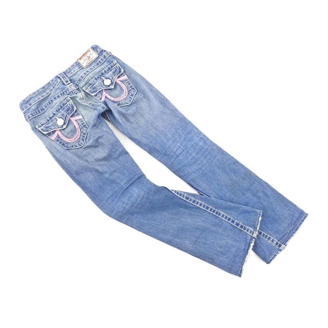 True Religion(トゥルーレリジョン)のTRUE RELIGION トゥルーレリジョン ダメージ加工 ブーツカット デニムパンツ size24/紺 ■■ レディース レディースのパンツ(デニム/ジーンズ)の商品写真