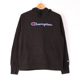 チャンピオン(Champion)のチャンピオン ロゴパーカー 長袖 カンガルーポケット トップス スウェット スエット レディース XLサイズ ブラック Champion(パーカー)