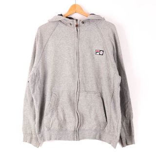 フィラ(FILA)のフィラ 長袖パーカー ジップアップ 胸ロゴ トップス スウェット スエット レディース Lサイズ グレー FILA(パーカー)