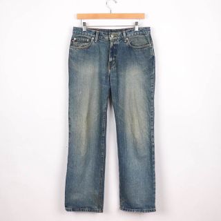 ポロジーンズ デニムパンツ ジーンズ ストレート ロングパンツ ボトムス M相当 メンズ ﾌﾘｰサイズ ネイビー POLO JEANS(ジャージ)