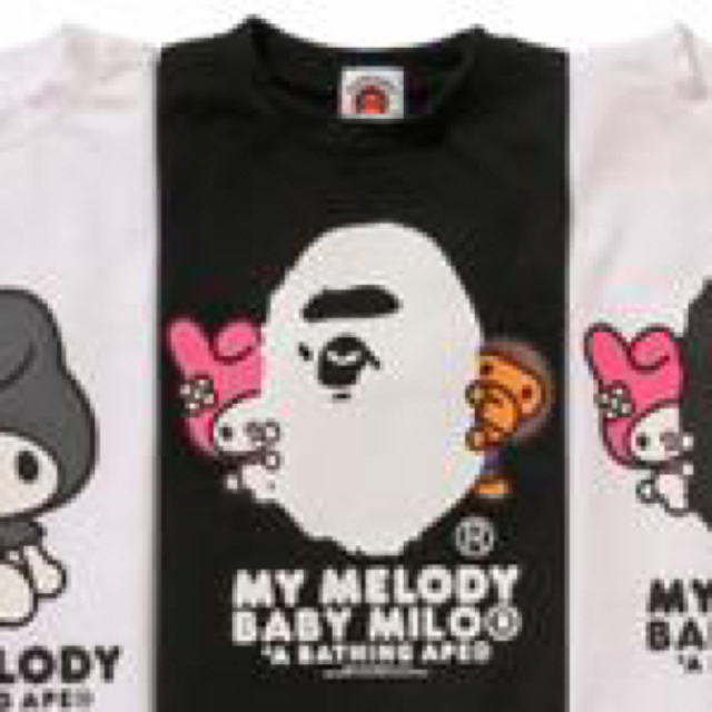 A BATHING APE(アベイシングエイプ)のBAPE×MY MELODY サンリオコラボ　Tシャツ　Sサイズ メンズのトップス(Tシャツ/カットソー(半袖/袖なし))の商品写真