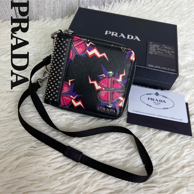 新着商品 PRADA 美品♡限定コラボ♡ギャランティ♡保存箱♡プラダ 財布 ハート サフィアーノレザー 財布