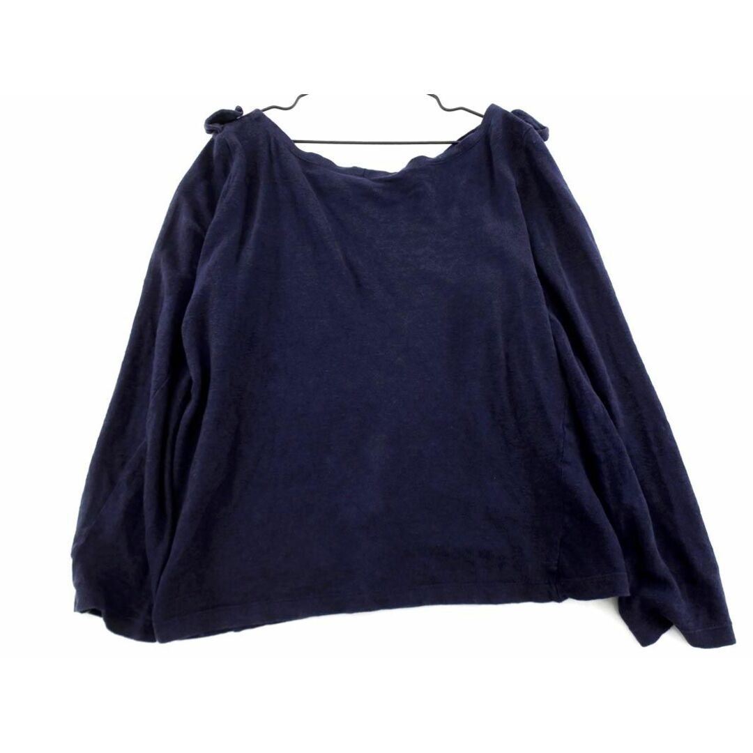 PETIT BATEAU(プチバトー)のPETIT BATEAU プチバトー リネン100% マリン カットソー sizeL/紺 ■◇ レディース レディースのトップス(カットソー(長袖/七分))の商品写真