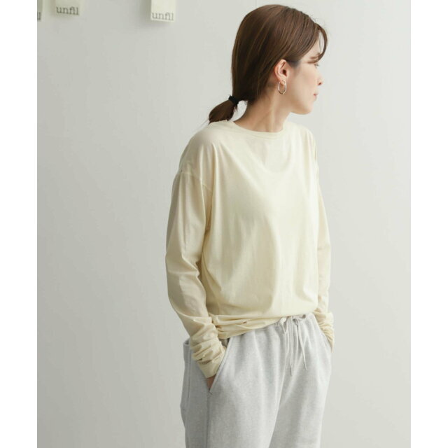 URBAN RESEARCH DOORS(アーバンリサーチドアーズ)の【別注beige】『別注』unfil*DOORS high twist cotton L/S t-shirts レディースのトップス(カットソー(長袖/七分))の商品写真