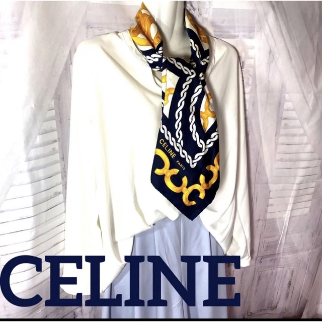 セリーヌ　CELINE マカダム　ブラゾン　シルクスカーフ