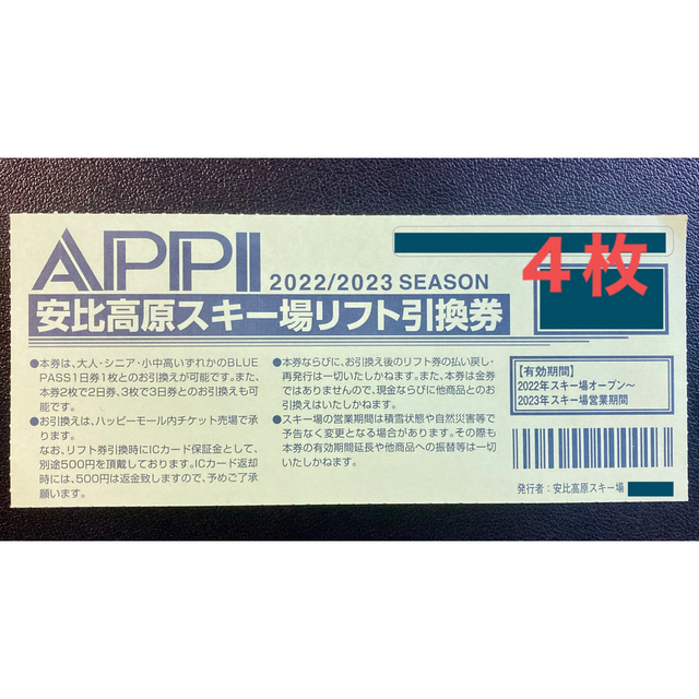 安比高原スキー場1日リフト券ブルーパス2023シーズン - その他