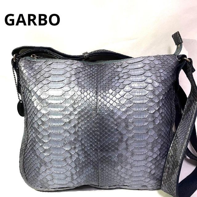 GARBO パイソン ショルダーバック 蛇皮 ブルー レディース JRA認定
