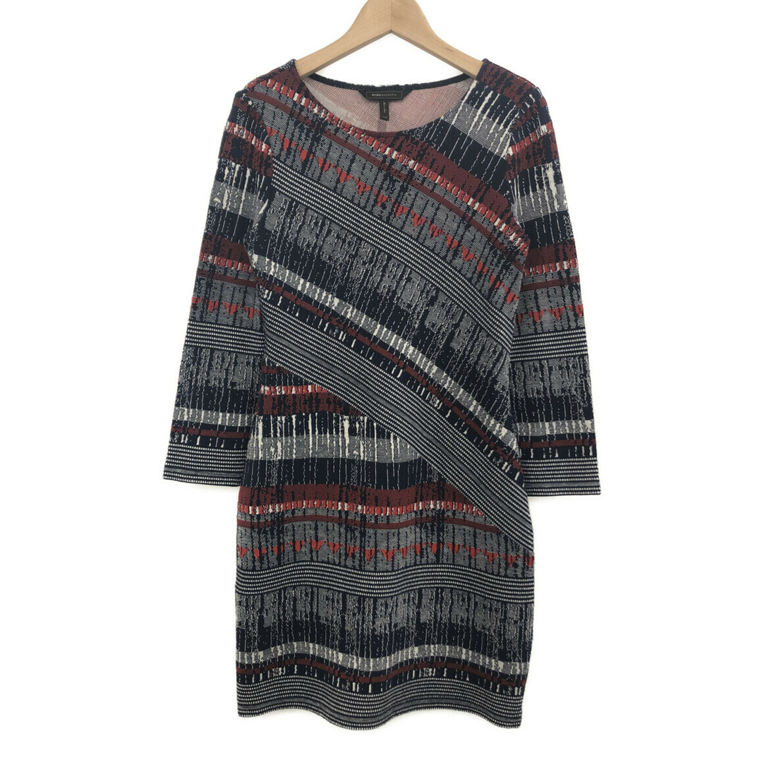 BCBG MAXAZRIA ストライプワンピース XXS マルチカラー 伸縮性 ひざ丈