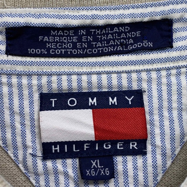 TOMMY HILFIGER(トミーヒルフィガー)の古着 90s トミーヒルフィガー 半袖 ポロシャツ XL 刺繍ロゴ 鹿の子 メンズのトップス(ポロシャツ)の商品写真