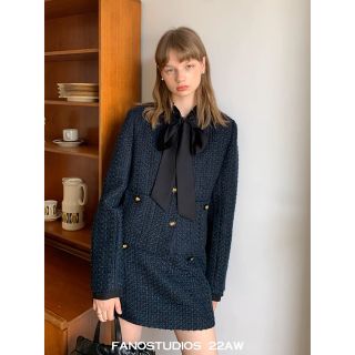 Fano Studios】ネイビーツイードジャケットの通販 by Si|ラクマ