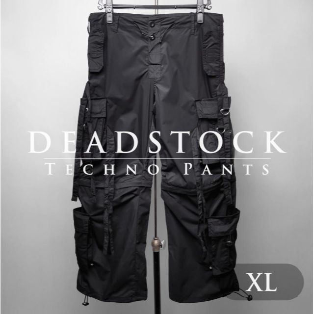 新品 GS UK TECHNO イギリス テクノ カーゴ パンツ XL ブラック 新品 GS UK TECHNO イギリス テクノ カーゴ パンツ XL ブラック