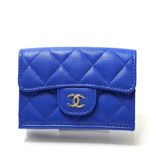 シャネル(CHANEL)のCHANEL シャネル クラシック スモールフラップ ウォレット AP0230 ライトゴールド金具 ブルー ランダムシリアル 未使用品(財布)