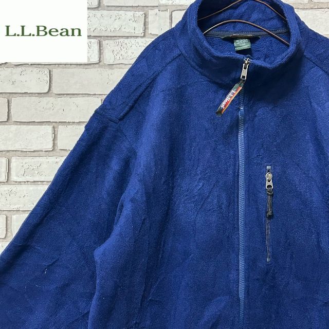 L.L.Bean(エルエルビーン)のシンプル L.L.Bean フリースジャケット ロゴ刺繍 ネイビー メンズM メンズのジャケット/アウター(ナイロンジャケット)の商品写真