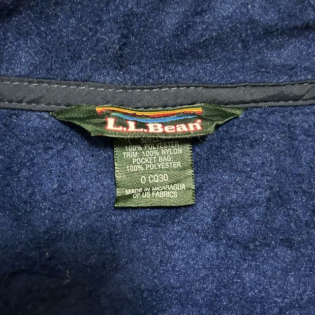 L.L.Bean(エルエルビーン)のシンプル L.L.Bean フリースジャケット ロゴ刺繍 ネイビー メンズM メンズのジャケット/アウター(ナイロンジャケット)の商品写真