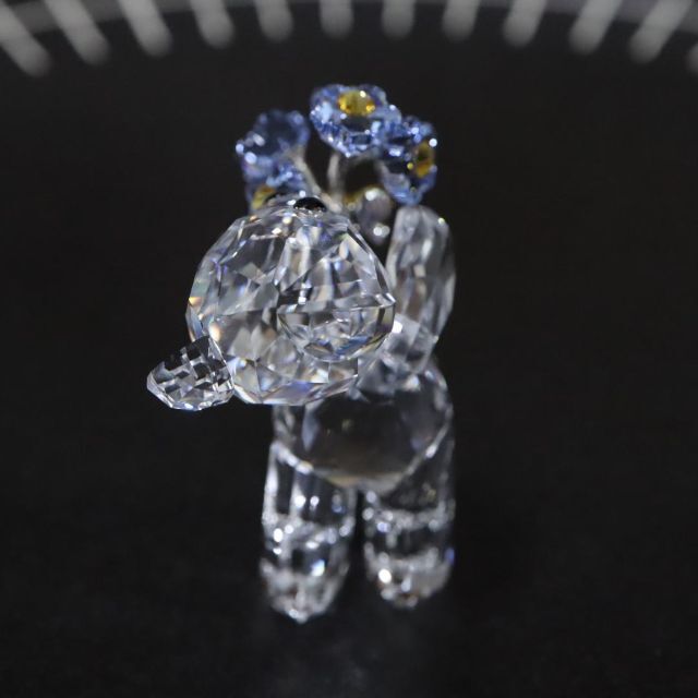 【匿名配送】SWAROVSKI スワロフスキー 置物 クマ  花 青 4