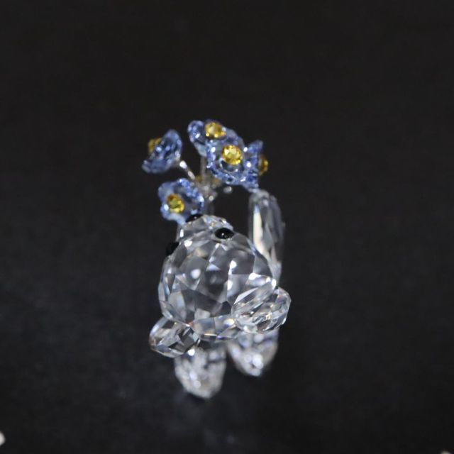 【匿名配送】SWAROVSKI スワロフスキー 置物 クマ  花 青 6