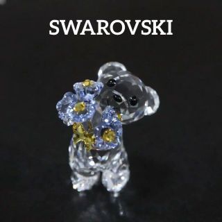 スワロフスキー(SWAROVSKI)の【匿名配送】SWAROVSKI スワロフスキー 置物 クマ  花 青(その他)