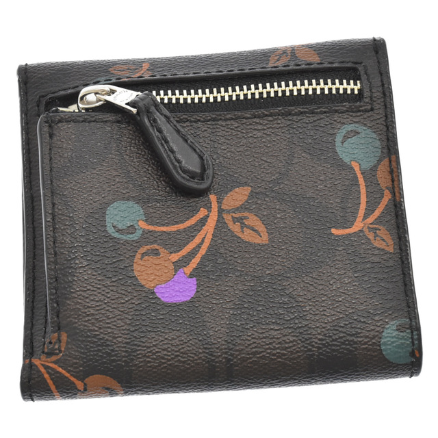 COACH(コーチ)のCOACH コーチ Signature Logo Cherry Compact Wallet シグネチャーロゴチェリー柄コンパクトウォレット 2つ折り財布 ブラウン メンズのファッション小物(折り財布)の商品写真