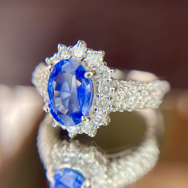 お待たせ! 天然非加熱 サファイヤ ダイヤモンド 計2.21ct GIA