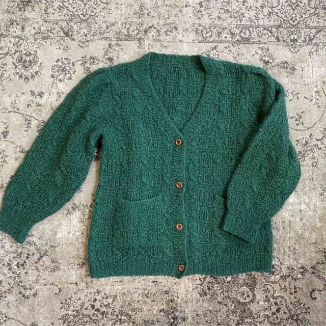 used green knit cardigan