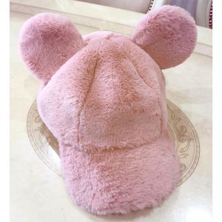 ミニー　ディズニー　赤ちゃんピンク　ふわふわ　ファンキャップ　帽子　カチューシャ